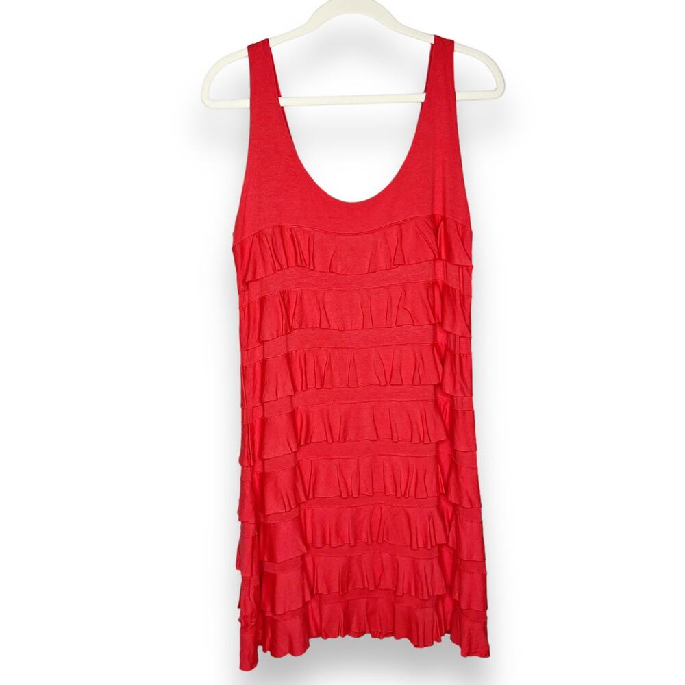 Isle Apparel | Coral / Salmon Tiered Dress Size Large